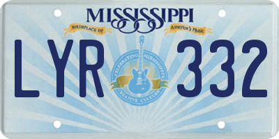 MS license plate LYR332