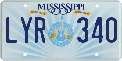 MS license plate LYR340