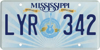 MS license plate LYR342