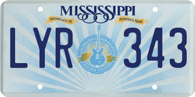 MS license plate LYR343