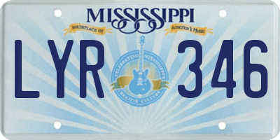 MS license plate LYR346