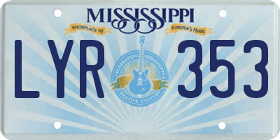 MS license plate LYR353