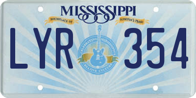 MS license plate LYR354