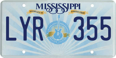 MS license plate LYR355