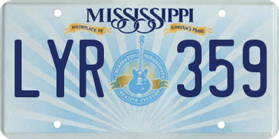 MS license plate LYR359