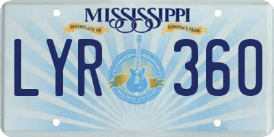 MS license plate LYR360