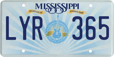 MS license plate LYR365