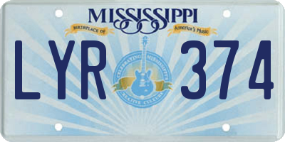 MS license plate LYR374
