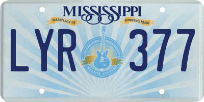 MS license plate LYR377
