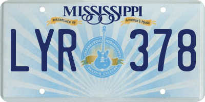 MS license plate LYR378