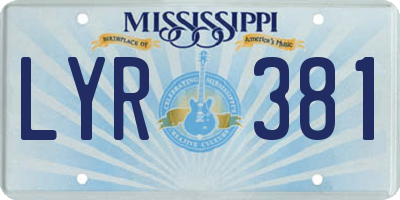 MS license plate LYR381