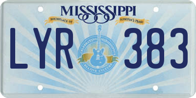 MS license plate LYR383