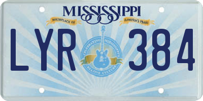 MS license plate LYR384