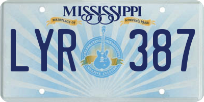 MS license plate LYR387