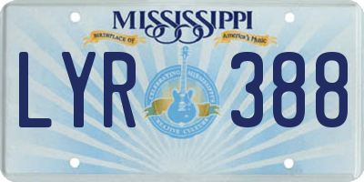 MS license plate LYR388