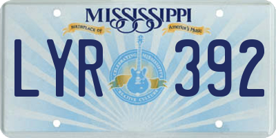 MS license plate LYR392