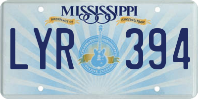 MS license plate LYR394
