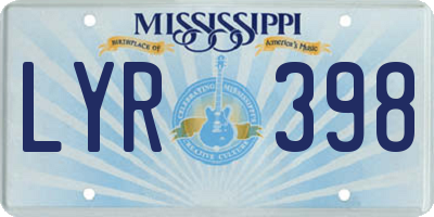 MS license plate LYR398