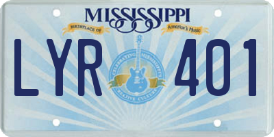 MS license plate LYR401