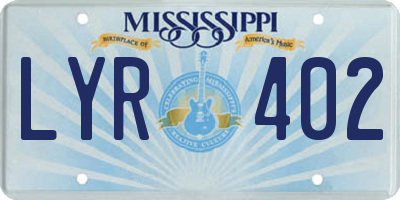 MS license plate LYR402