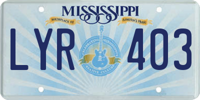 MS license plate LYR403