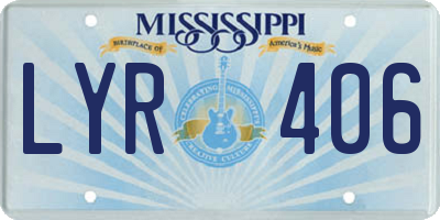 MS license plate LYR406