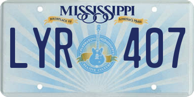 MS license plate LYR407