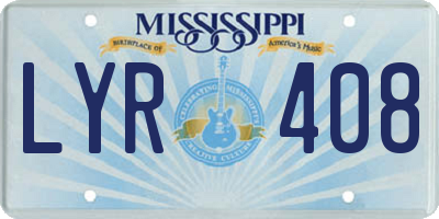 MS license plate LYR408