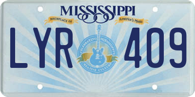 MS license plate LYR409