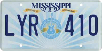 MS license plate LYR410