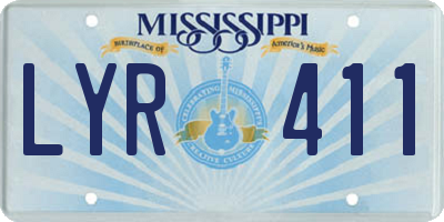 MS license plate LYR411