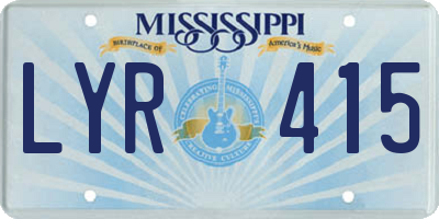 MS license plate LYR415