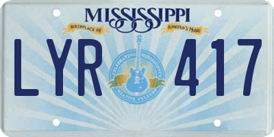 MS license plate LYR417