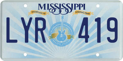 MS license plate LYR419