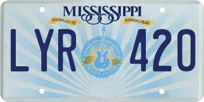 MS license plate LYR420