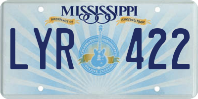 MS license plate LYR422