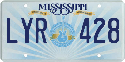MS license plate LYR428