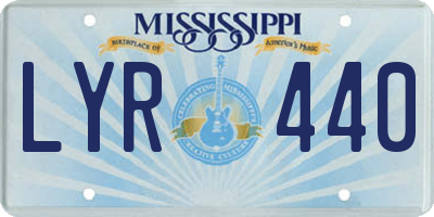 MS license plate LYR440