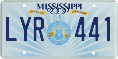 MS license plate LYR441