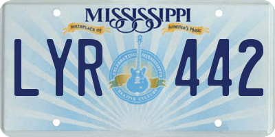 MS license plate LYR442
