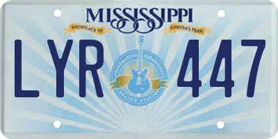 MS license plate LYR447