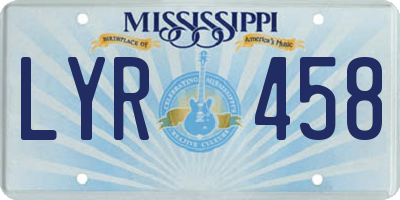 MS license plate LYR458