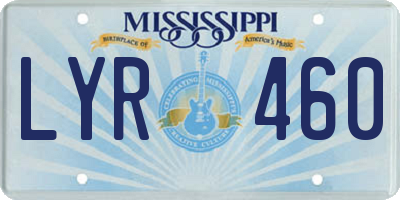 MS license plate LYR460