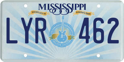 MS license plate LYR462
