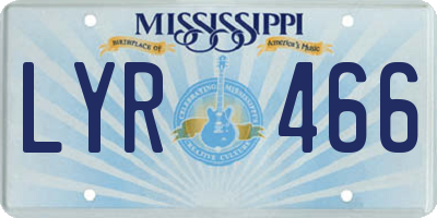 MS license plate LYR466