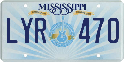 MS license plate LYR470