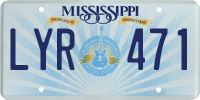 MS license plate LYR471