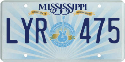 MS license plate LYR475