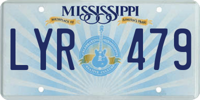 MS license plate LYR479