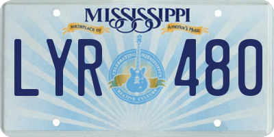 MS license plate LYR480